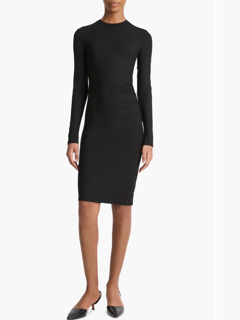 Vince Black Long-Sleeve Ruched Sheath Dress